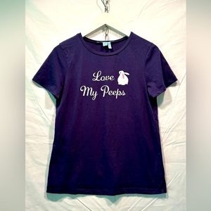 Draper James TShirt Navy Love My Peeps‎ Easter Shirt with Bunny Size Small